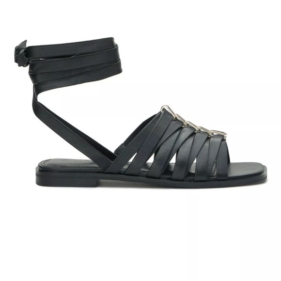 VINCE CAMUTO STRAPPY BLACK GLADIATOR LACE UP SANDALS SIZE 7.5 NEW - Picture 4 of 15